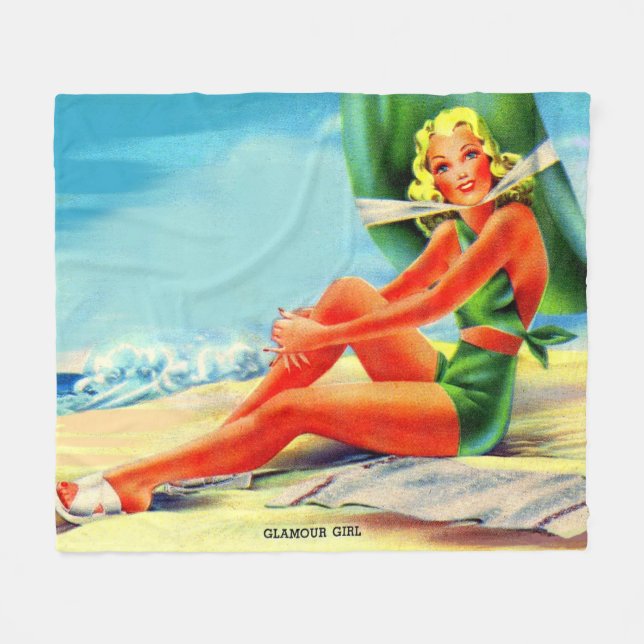 1940s glamour girl fleece blanket (Front (Horizontal))