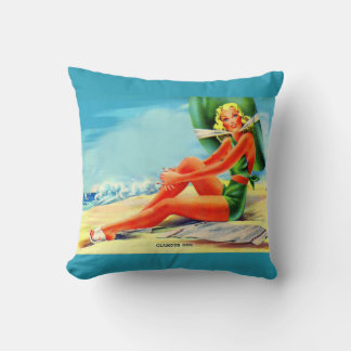 1940s glamour girl throw pillow