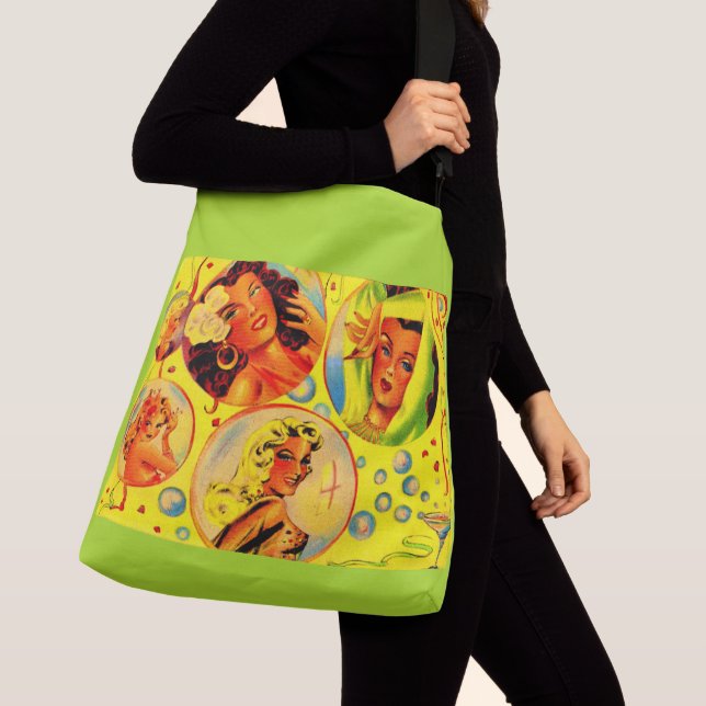 1940s glamour girls print crossbody bag (Close Up)