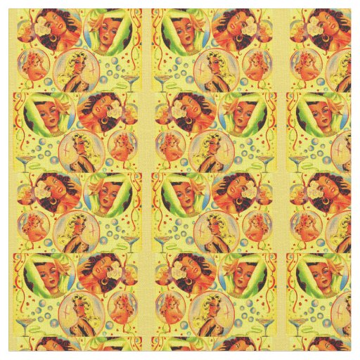 1940s glamour girls print fabric