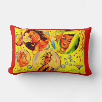 1940s glamour girls print lumbar pillow