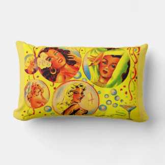 1940s glamour girls print lumbar pillow
