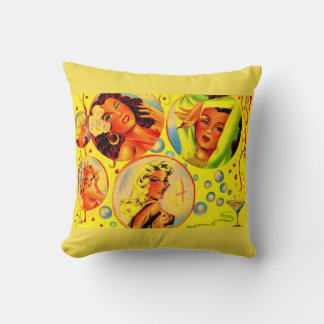 1940s glamour girls print throw pillow