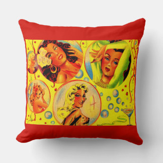 1940s glamour girls print throw pillow