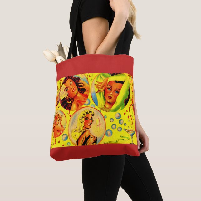 1940s glamour girls print tote bag (Close Up)