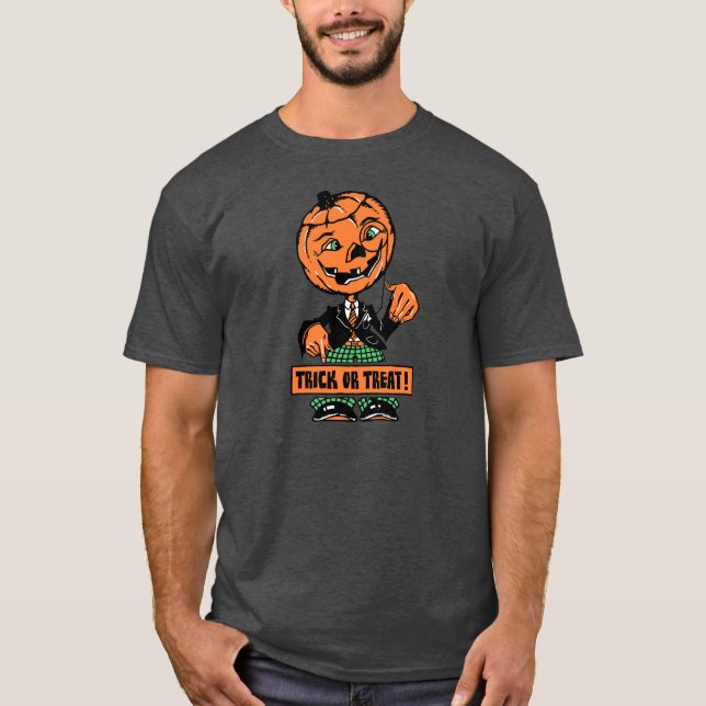1940s Halloween Trick or Treat Jack O'Lantern T-Shirt (Front)