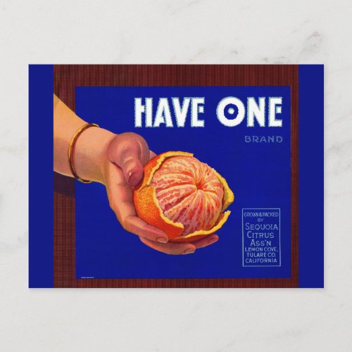 1940s Have One orange crate label Postcard