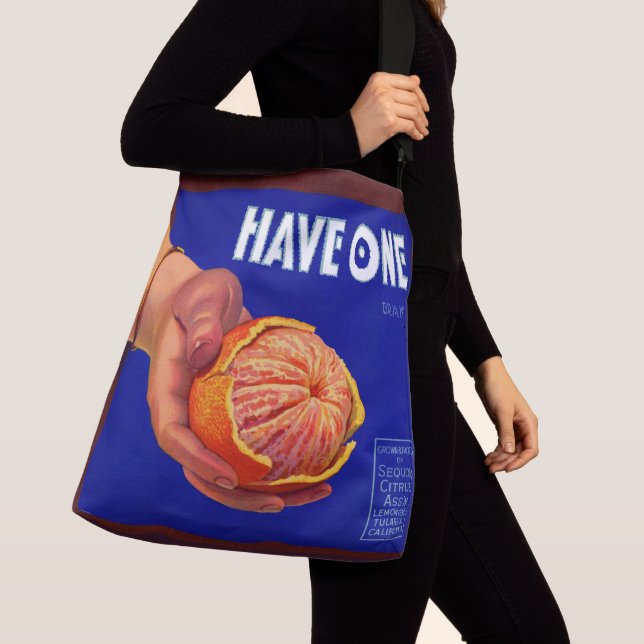1940s Have One orange crate label print Crossbody Bag (Close Up)