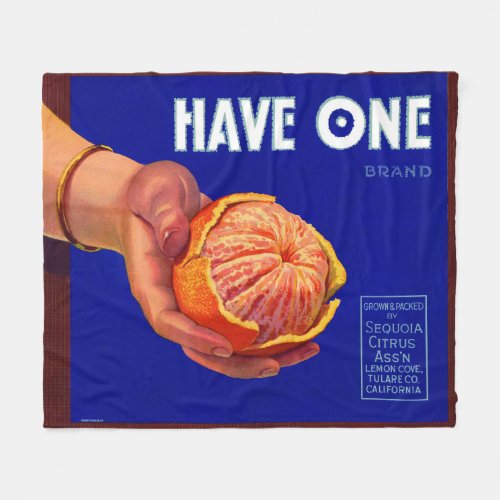 1940s Have One orange crate label print Fleece Blanket