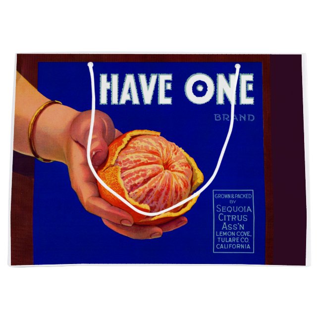 1940s Have One orange crate label print Large Gift Bag (Front)