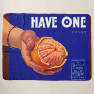 1940s Have One orange crate label print Sherpa Blanket