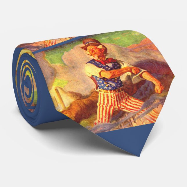 1940s heroic Uncle Sam print Neck Tie (Rolled)