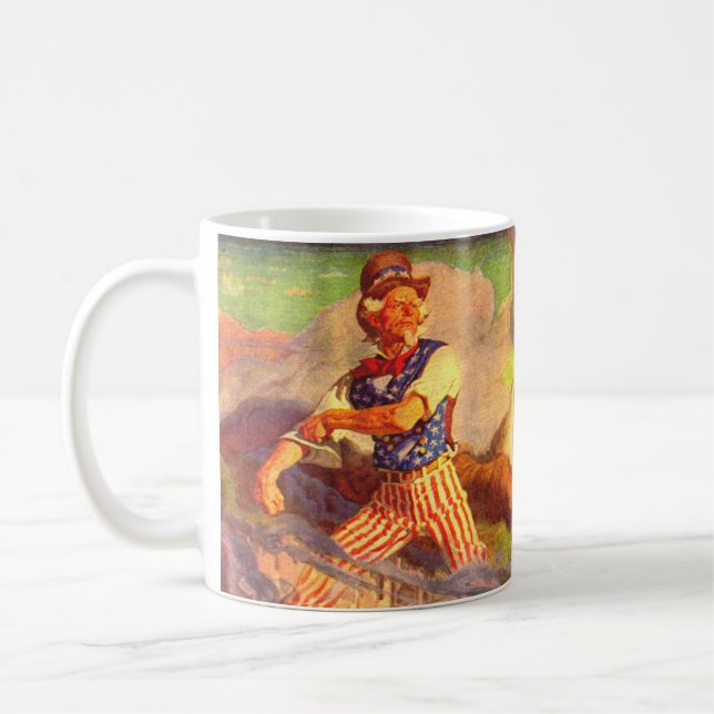 1940s heroic Uncle Sam rolls up his sleeve Coffee Mug (Left)