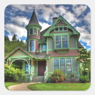 1940s Historic Castle In Drain Oregon Square Sticker