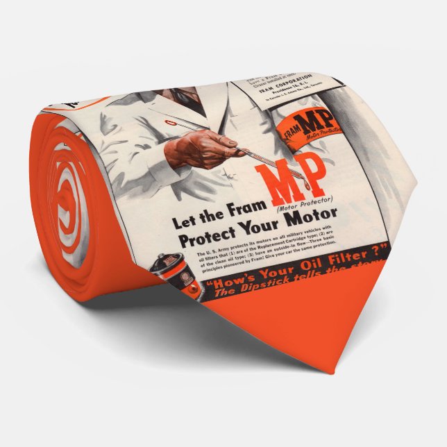1940s Keep Your Car Running for Victory print Neck Tie (Rolled)