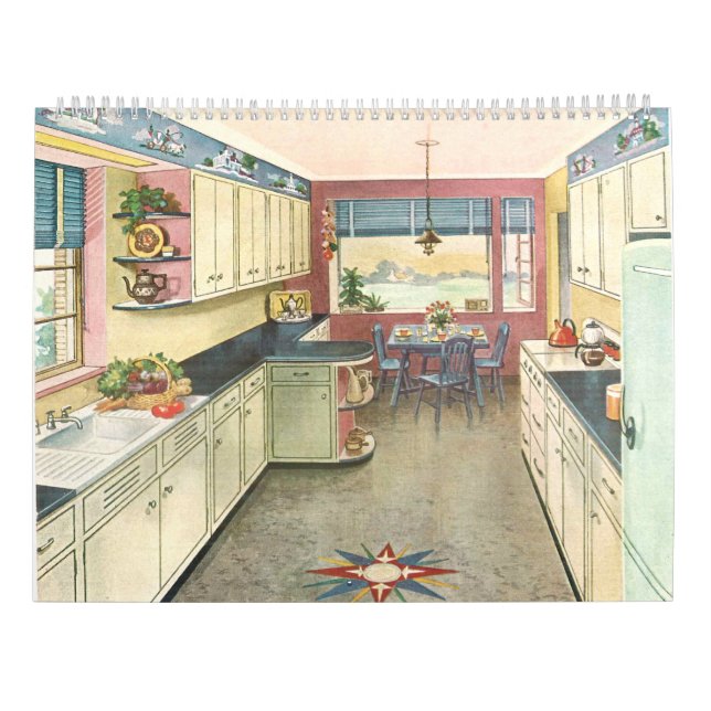 1940s Kitchen Vintage Farmhouse Decor 12 Month Calendar | Zazzle