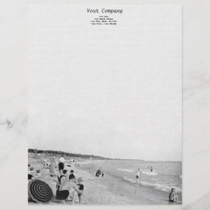 1940's Lake Michigan Beach Scene Letterhead