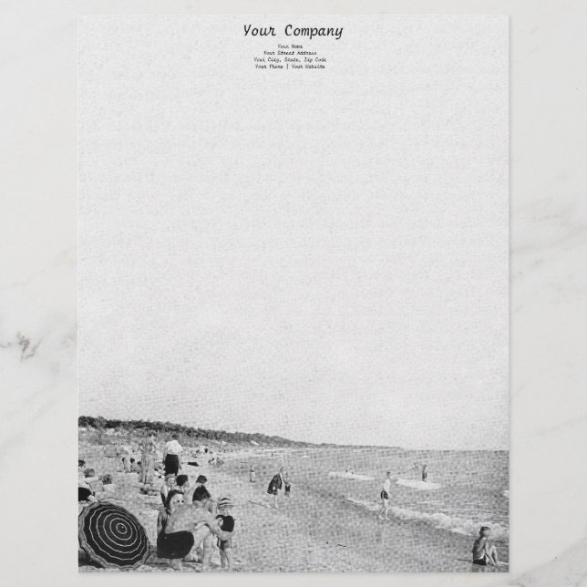 1940's Lake Michigan Beach Scene Letterhead (Front)