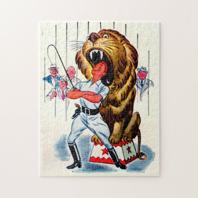 1940s lion tamer and lion jigsaw puzzle (Vertical)