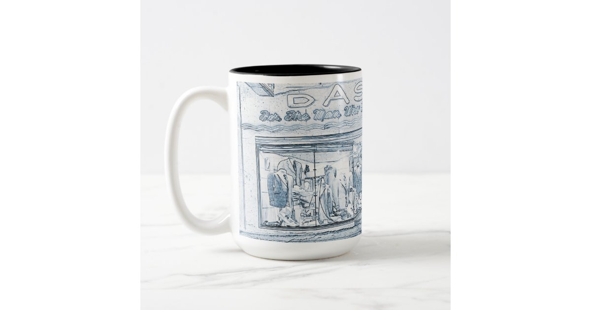 1940 S Mens Clothing Storefront Window Art Blue Two Tone Coffee