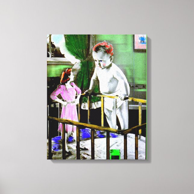 1940s mother and her giant baby canvas print (Front)