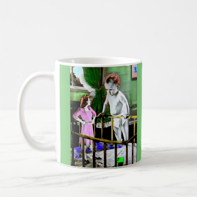 1940s mother and her giant baby coffee mug (Left)