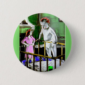 1940s mother and her giant baby pinback button
