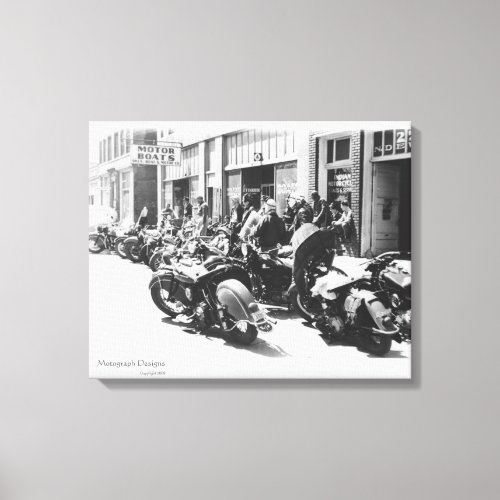 1940s Motorcycle Street Rally Wall Art