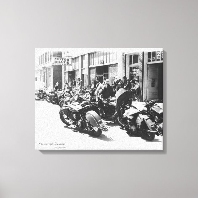 1940's Motorcycle "Street Rally" Wall Art (Front)