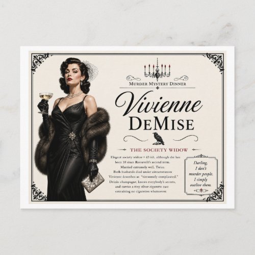 1940s Murder Mystery Character Vivienne DeMise Postcard