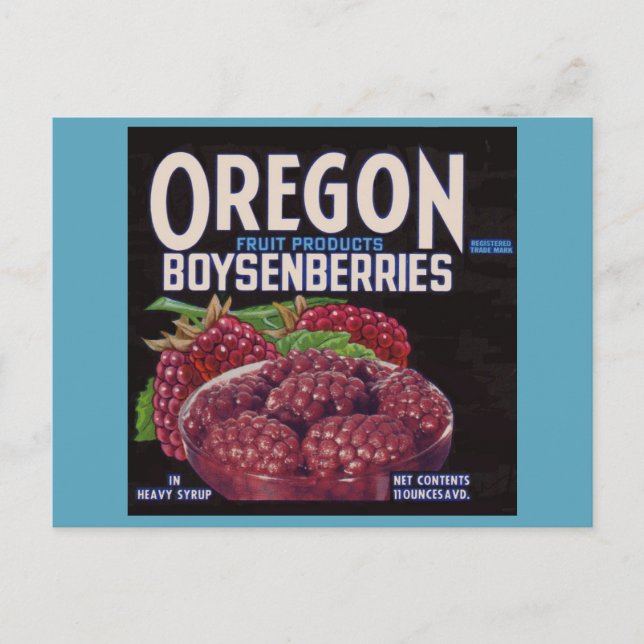 1940s Oregon Boysenberries can label Postcard (Front)