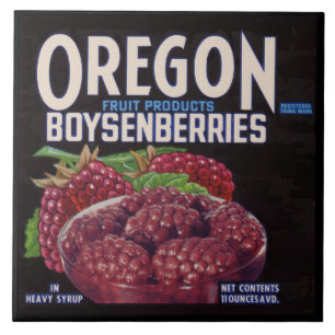 1940s Oregon Boysenberries can label print Ceramic Tile
