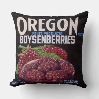 1940s Oregon Boysenberries can label Throw Pillow