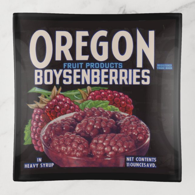 1940s Oregon Boysenberries can label  Trinket Tray (Front)