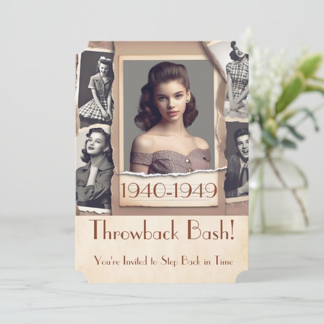 1940s Party Era Vintage Nostalgic Teenager Party  Invitation (Standing Front)