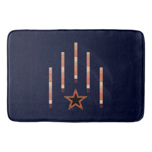 1940s Patriotic Art Deco - Red Ivory on Navy Blue Bath Mat