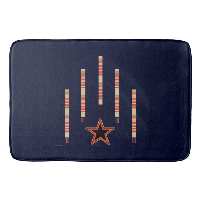 1940s Patriotic Art Deco - Red Ivory on Navy Blue Bath Mat (Front)