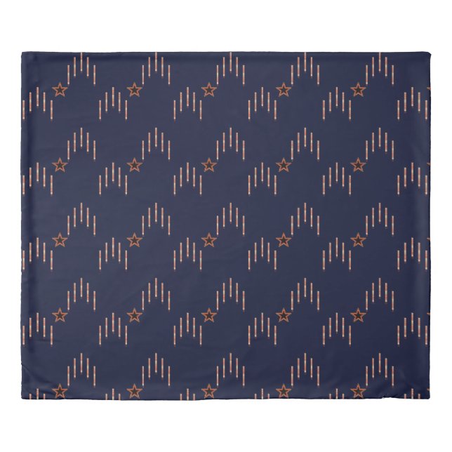 1940s Patriotic Art Deco - Red Ivory on Navy Blue Duvet Cover (Front)