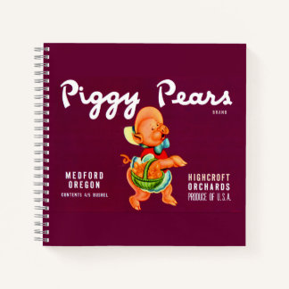 1940s Piggy Pears crate label Notebook