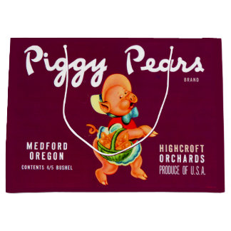 1940s Piggy Pears crate label print Large Gift Bag