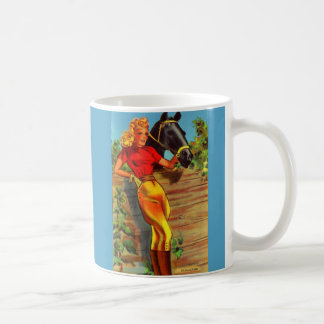 1940s pin-up gal and horse coffee mug