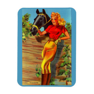 1940s pin-up gal and horse magnet
