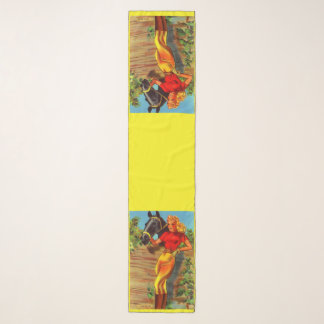 1940s pin-up gal and horse print scarf