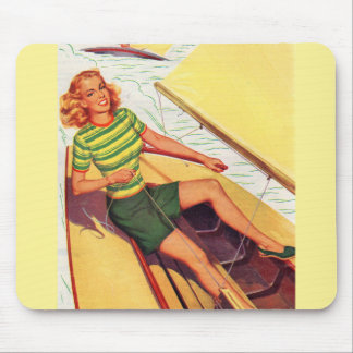 1940s pin-up girl on a boat mouse pad