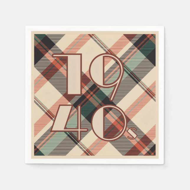 1940s Plaid Balloon Napkins (Front)