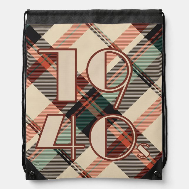 1940s Plaid Drawstring Bag (Front)