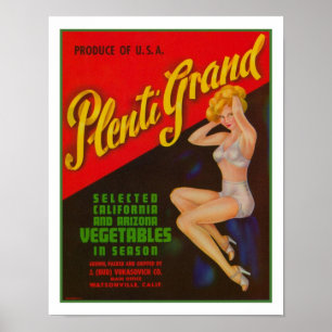 1940's Plenti Grand Vegetable Advertisement Poster