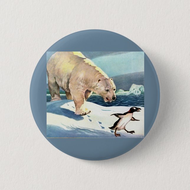 1940s polar bear and penguin button (Front)