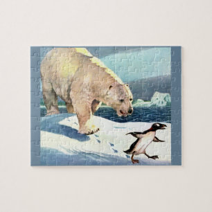 1940s polar bear and penguin jigsaw puzzle