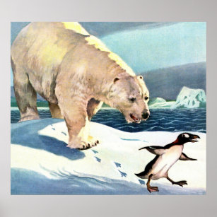 1940s polar bear and penguin poster